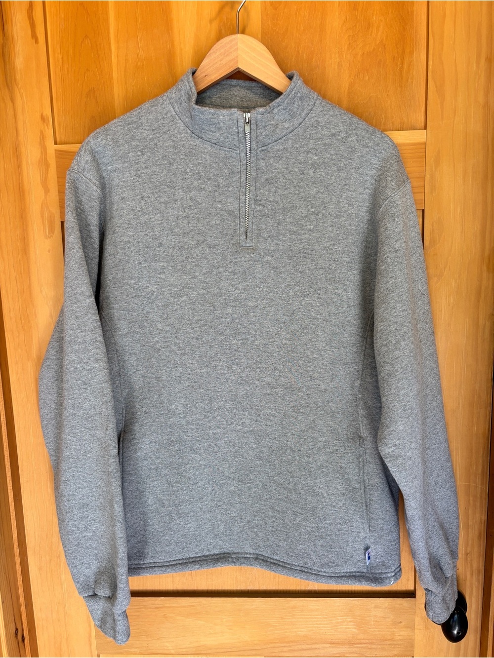 Russell Athletic Gray Pullover Quarter-Zip Pullover Medium Sweatshirt Casual
